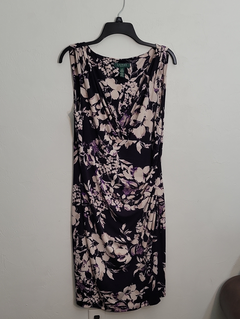 Lauren Ralph Lauren Black & Cream Floral Sleeveless Dress